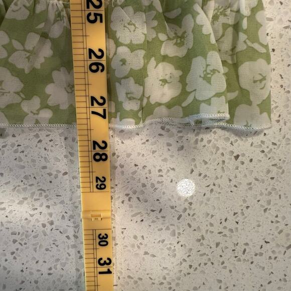 Lulus Green Floral Smocked Tiered Long Sleeve Mini Dress M Coquette Cottage - Picture 7 of 8